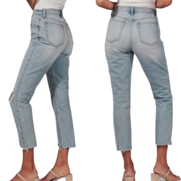 Abercrombie & Fitch High Rise Mom Jean Tapered Cropped Distressed Ripped 26 2 - Picture 5 of 10
